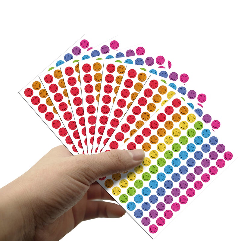 SpriteGru Happy Face Stickers Mega Bundle 5280 PCS in 8 Colors for Reward Behavior Chart 3/8 inch - Image 3